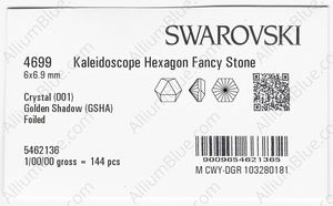 SWAROVSKI 4699 6X6.9MM CRYSTAL GOL.SHADOW F factory pack