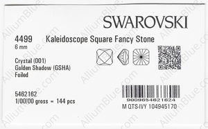 SWAROVSKI 4499 6MM CRYSTAL GOL.SHADOW F factory pack