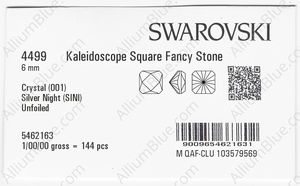 SWAROVSKI 4499 6MM CRYSTAL SILVNIGHT factory pack