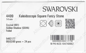 SWAROVSKI 4499 14MM CRYSTAL GOL.SHADOW F factory pack
