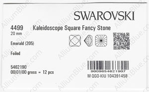 SWAROVSKI 4499 20MM EMERALD F factory pack