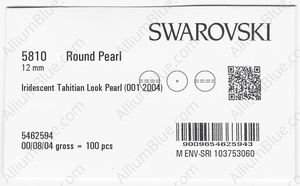 SWAROVSKI 5810 12MM CRYSTAL IRID TAHIT LOOK PRL factory pack