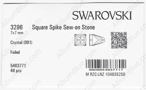 SWAROVSKI 3296 7X7MM CRYSTAL F factory pack