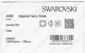 SWAROVSKI 4480 6MM EMERALD F factory pack