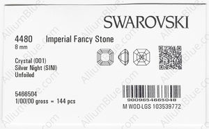 SWAROVSKI 4480 8MM CRYSTAL SILVNIGHT factory pack
