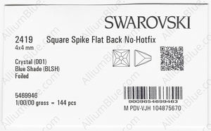 SWAROVSKI 2419 4X4MM CRYSTAL BL.SHADE F factory pack