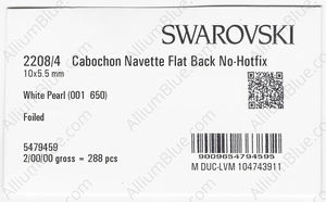 SWAROVSKI 2208/4 10X5.5MM CRYSTAL WHITE F factory pack