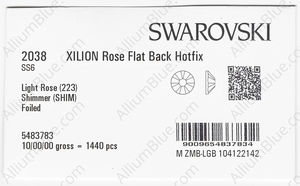 SWAROVSKI 2038 SS 6 LIGHT ROSE SHIMMER A HF factory pack