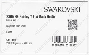 SWAROVSKI 2365 6X3.7MM MAJESTIC BLUE M HF factory pack