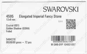 SWAROVSKI 4595 12X6MM CRYSTAL GOL.SHADOW F factory pack
