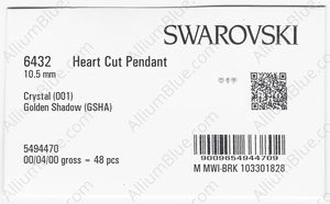 SWAROVSKI 6432 10.5MM CRYSTAL GOL.SHADOW factory pack