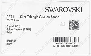 SWAROVSKI 3271 25X28.7MM CRYSTAL GOL.SHADOW F factory pack