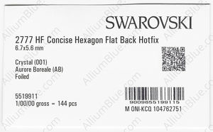 SWAROVSKI 2777 6.7X5.6MM CRYSTAL AB M HF factory pack