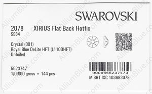 SWAROVSKI 2078 SS 34 CRYSTAL ROYBLUE_D HFT factory pack