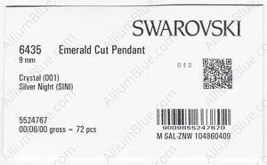 SWAROVSKI 6435 9MM CRYSTAL SILVNIGHT factory pack
