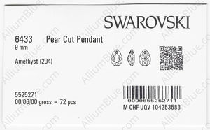 SWAROVSKI 6433 9MM AMETHYST factory pack