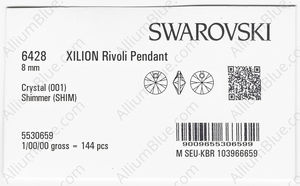 SWAROVSKI 6428 8MM CRYSTAL SHIMMER factory pack