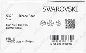 SWAROVSKI 5328 3MM ROSE WATER OPAL SHIMMER factory pack
