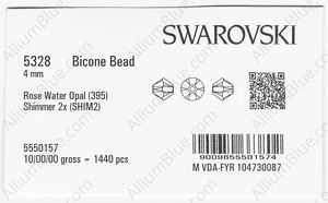 SWAROVSKI 5328 4MM ROSE WATER OPAL SHIMMER2 factory pack