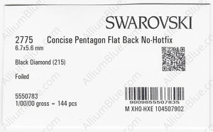 SWAROVSKI 2775 6.7X5.6MM BLACK DIAMOND F factory pack
