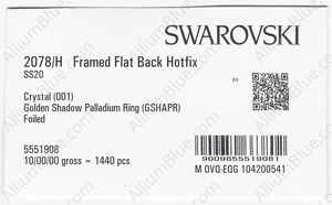 SWAROVSKI 2078/H SS 20 CRYSTAL GOL.SHADOW A HF PR factory pack