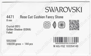 SWAROVSKI 4471 8MM CRYSTAL GOL.SHADOW F factory pack