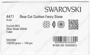 SWAROVSKI 4471 8MM CRYSTAL SILVSHADE F factory pack