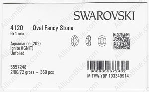 SWAROVSKI 4120 6X4MM AQUAMARINE IGNITE factory pack