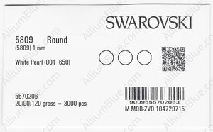 SWAROVSKI 5809 1MM CRYSTAL WHITE PEARL factory pack