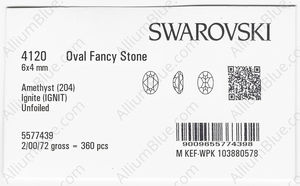 SWAROVSKI 4120 6X4MM AMETHYST IGNITE factory pack