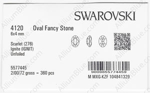 SWAROVSKI 4120 6X4MM SCARLET IGNITE factory pack