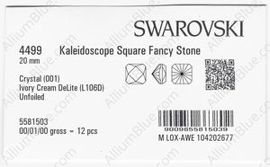 SWAROVSKI 4499 20MM CRYSTAL IVORYCRM_D factory pack