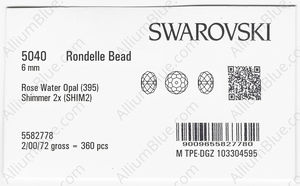 SWAROVSKI 5040 6MM ROSE WATER OPAL SHIMMER2 factory pack