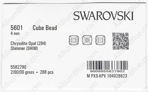 SWAROVSKI 5601 4MM CHRYSOLITE OPAL SHIMMERB factory pack