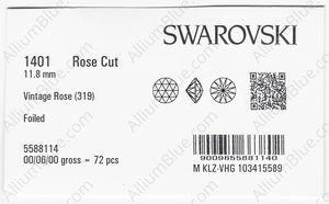 SWAROVSKI 1401 11.8MM VINTAGE ROSE F factory pack