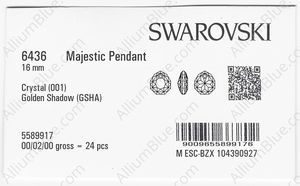 SWAROVSKI 6436 16MM CRYSTAL GOL.SHADOW factory pack