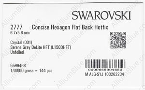 SWAROVSKI 2777 6.7X5.6MM CRYSTAL SEREGRAY_D HFT factory pack