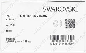 SWAROVSKI 2603 4X3MM JET M HF factory pack