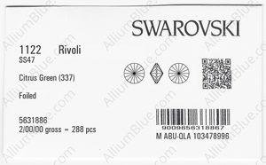 SWAROVSKI 1122 SS 47 CITRUS GREEN F factory pack