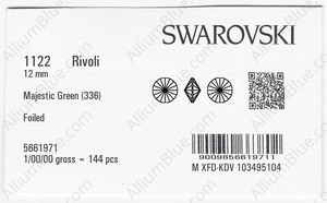 SWAROVSKI 1122 12MM MAJESTIC GREEN F factory pack