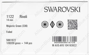 SWAROVSKI 1122 14MM MAJESTIC GREEN F factory pack