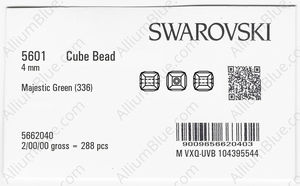 SWAROVSKI 5601 4MM MAJESTIC GREEN factory pack