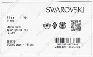 SWAROVSKI 1122 14MM CRYSTAL AGAVE_I factory pack