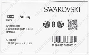 SWAROVSKI 1383 8MM CRYSTAL ELCBLUE_I factory pack