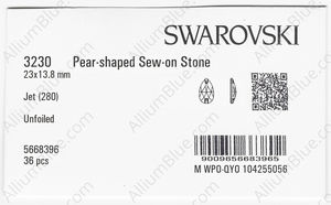 SWAROVSKI 3230 23X13.8MM JET factory pack