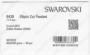SWAROVSKI 6438 11.5MM CRYSTAL GOL.SHADOW factory pack