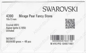 SWAROVSKI 4390 18X13MM CRYSTAL AGAVE_I factory pack