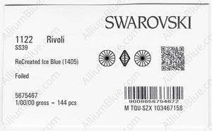 SWAROVSKI 1122 SS 39 RECREATED ICE BLUE F factory pack