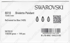 SWAROVSKI 6010 13X6.5MM RECREATED ICE BLUE factory pack