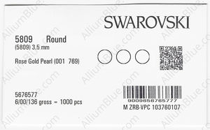 SWAROVSKI 5809 3.5MM CRYSTAL ROSE GOLD PEARL factory pack